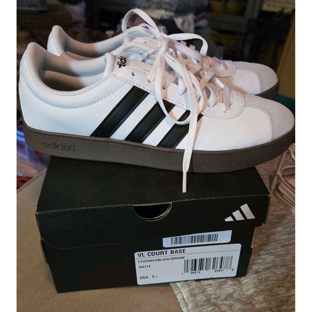 Adidas VL Court‎ Base White/Black/Grey Women's 8.5 M Sneakers Shoes NIB